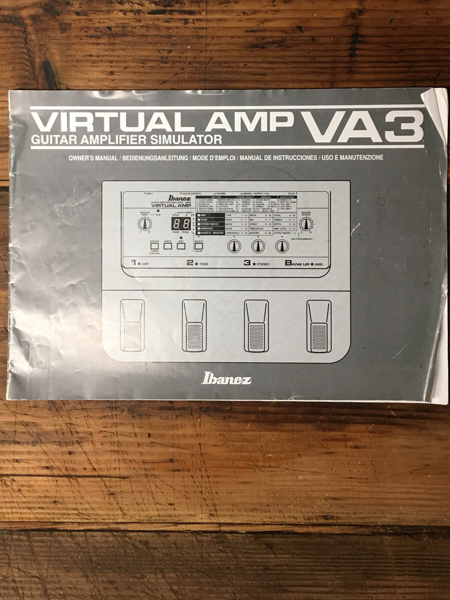 Ibanez Virtual Amp VA3 Simulator Owners / User Manual *Original*