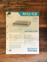 Sony PS-FL3 PS-FL3C Record Player / Turntable Service Manual *Original*