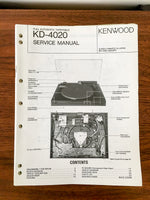 Kenwood KD-4020 Record Player / Turntable Service Manual *Original* #2