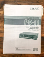 Teac PD-11 CD Player  Owners / User Manual *Original*