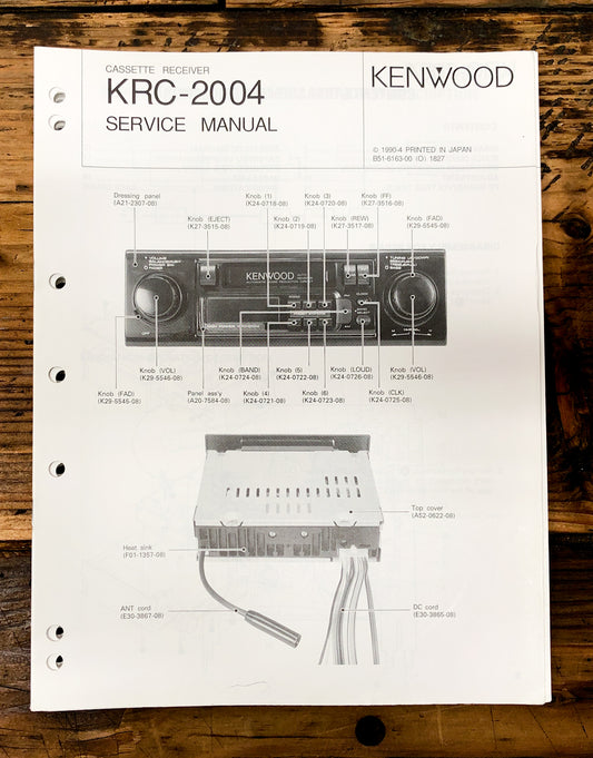 Kenwood KRC-2004 Car Radio  Service Manual *Original*