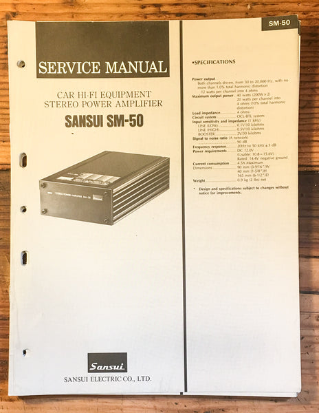 Sansui SM-50 Car Amplifier Service Manual *Original*