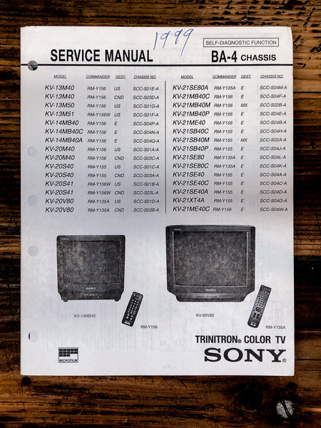 Sony KV-13M40 -13M50 -13M51 -20V80 -21SE40 TV  Service Manual *Original*