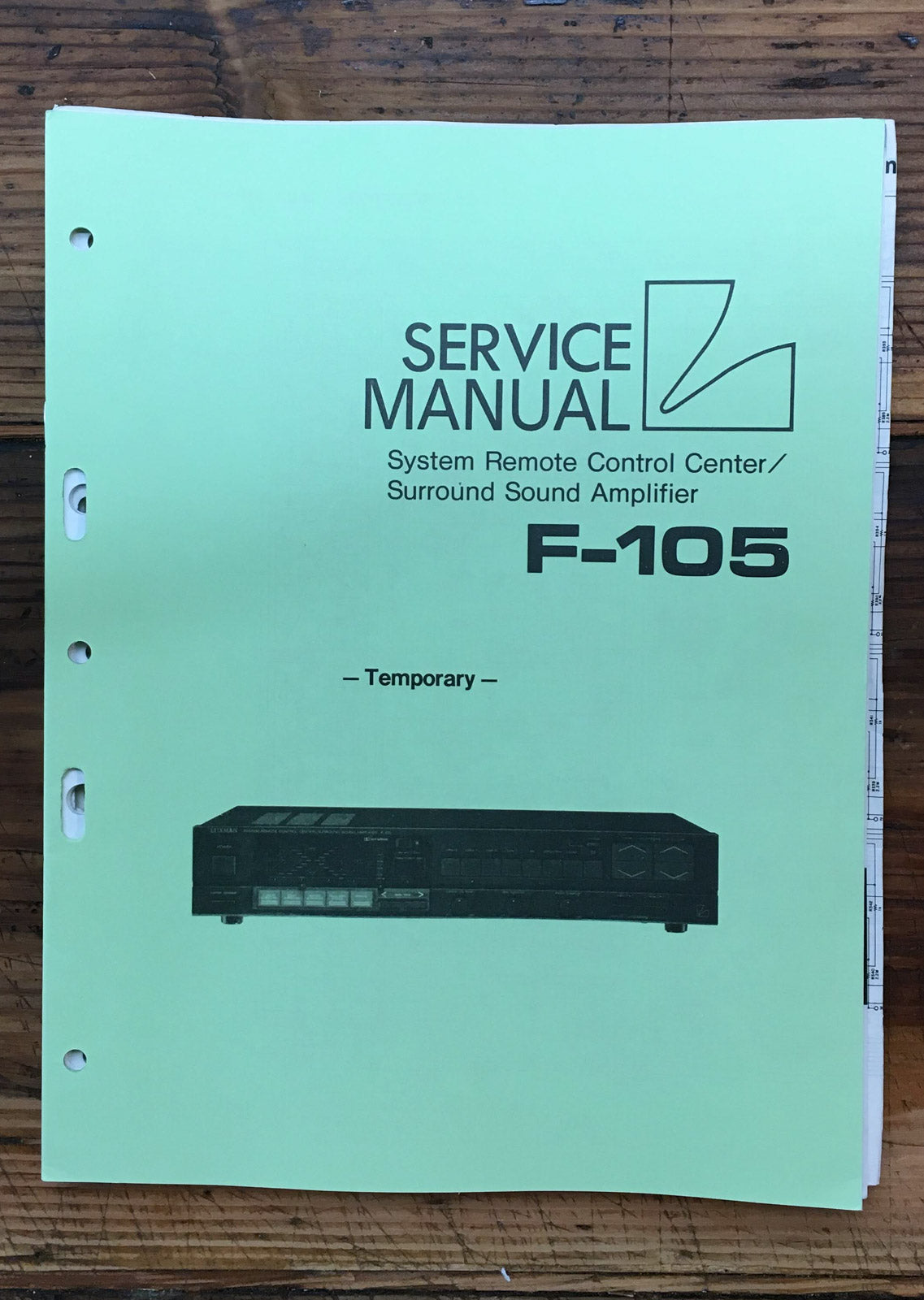 Luxman F-105 Surround Center  Temp. Service Manual *Original*