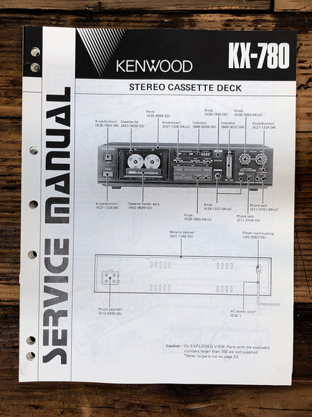 Kenwood KX-780 Cassette  Service Manual *Original*