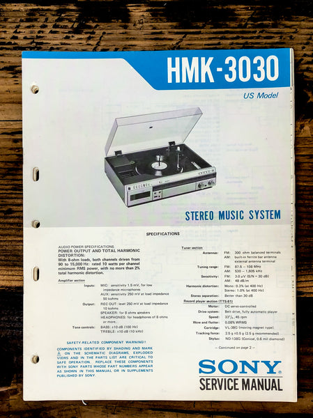 Sony HMK-3030 Stereo  Service Manual *Original*