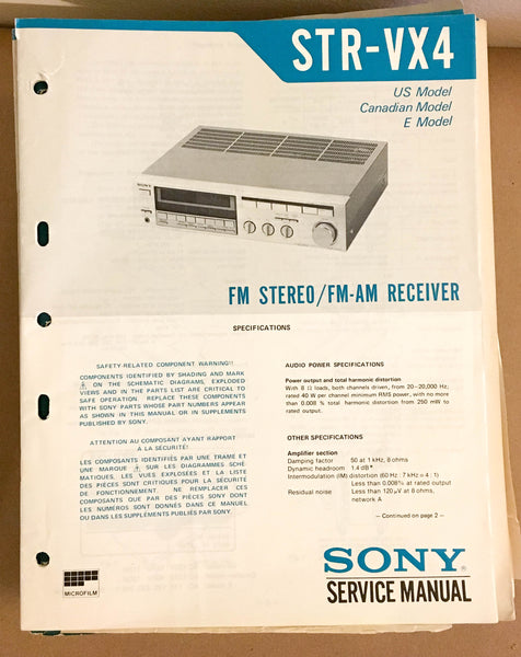 Sony STR-VX4 Receiver  Service Manual *Original*