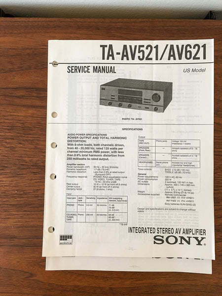 Sony TA-AV521 TA-AV621 Amplifier Service Manual *Original*