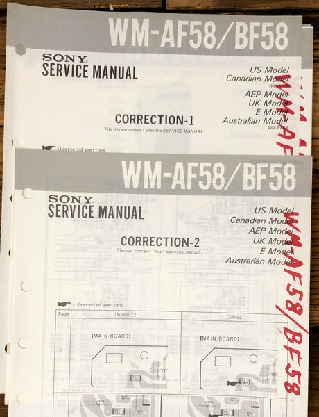 Sony WM-AF58 WM-BF58  Supp. Service Manual *Original*