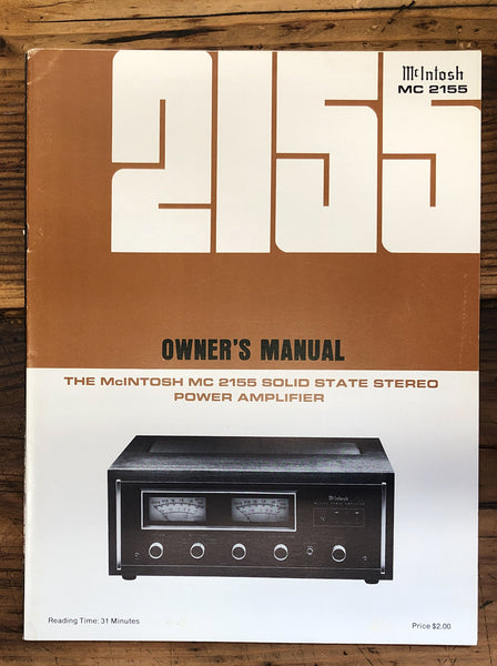 Mcintosh MC 2155 MC2155 Amplifier  Owner / User Manual *Original*