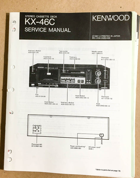 Kenwood KX-46C Cassette Tape Deck  Service Manual *Original*