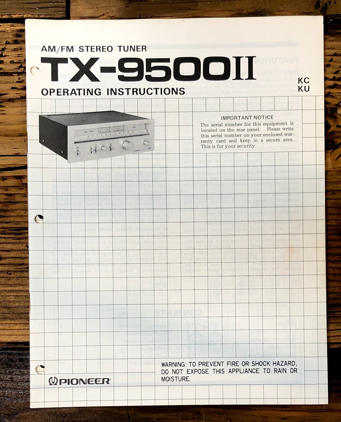 Pioneer TX-9500 II Tuner Owner / User Manual *Original*