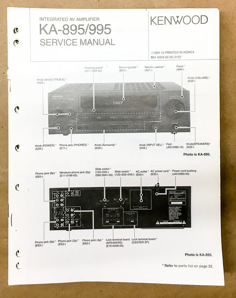 Kenwood KA-895 KA-995 Integrated Amplifier Service Manual *Original*