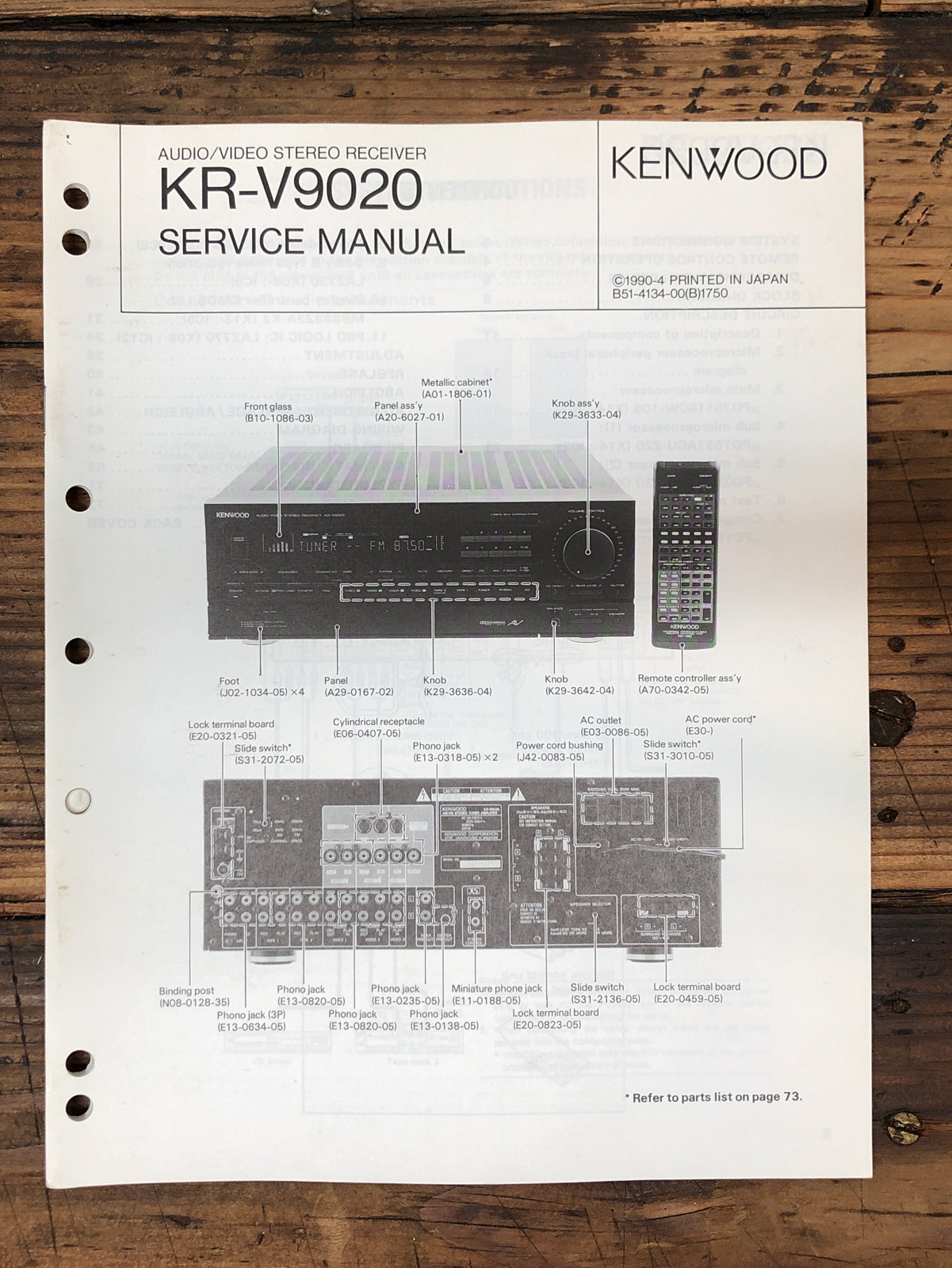 Kenwood KR-V9020 Receiver  Service Manual *Original*