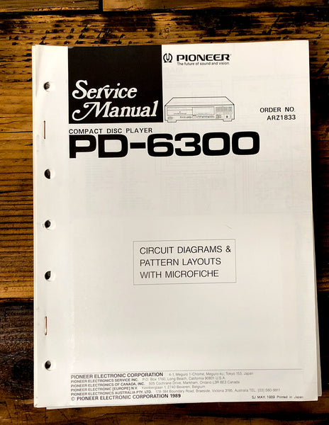 Pioneer PD-6300 CD Player  Service Manual *Original*