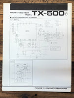 Pioneer TX-500 Tuner Foldout Service Manual *Original*