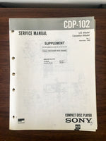 Sony CDP-102 CD Player Service Manual Supplement *Original*