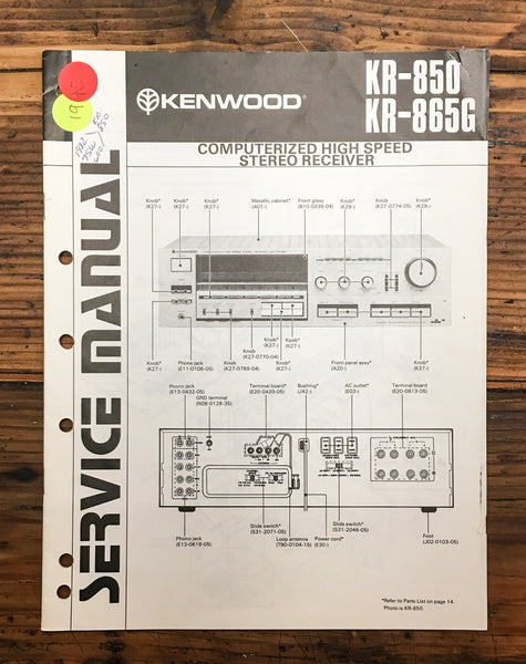 Kenwood KR-850 -865G Receiver  Service Manual *Original*