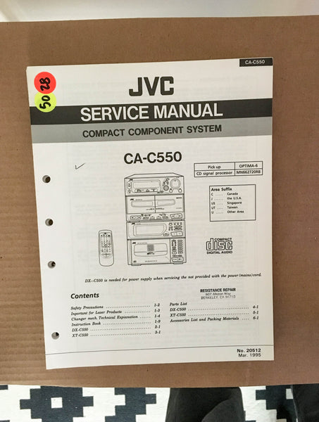 JVC CA-C550 Stereo System Service Manual *Original*