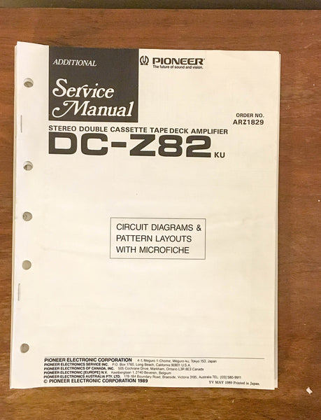 Pioneer CT-Z82 Cassette Deck  Service Manual *Original*