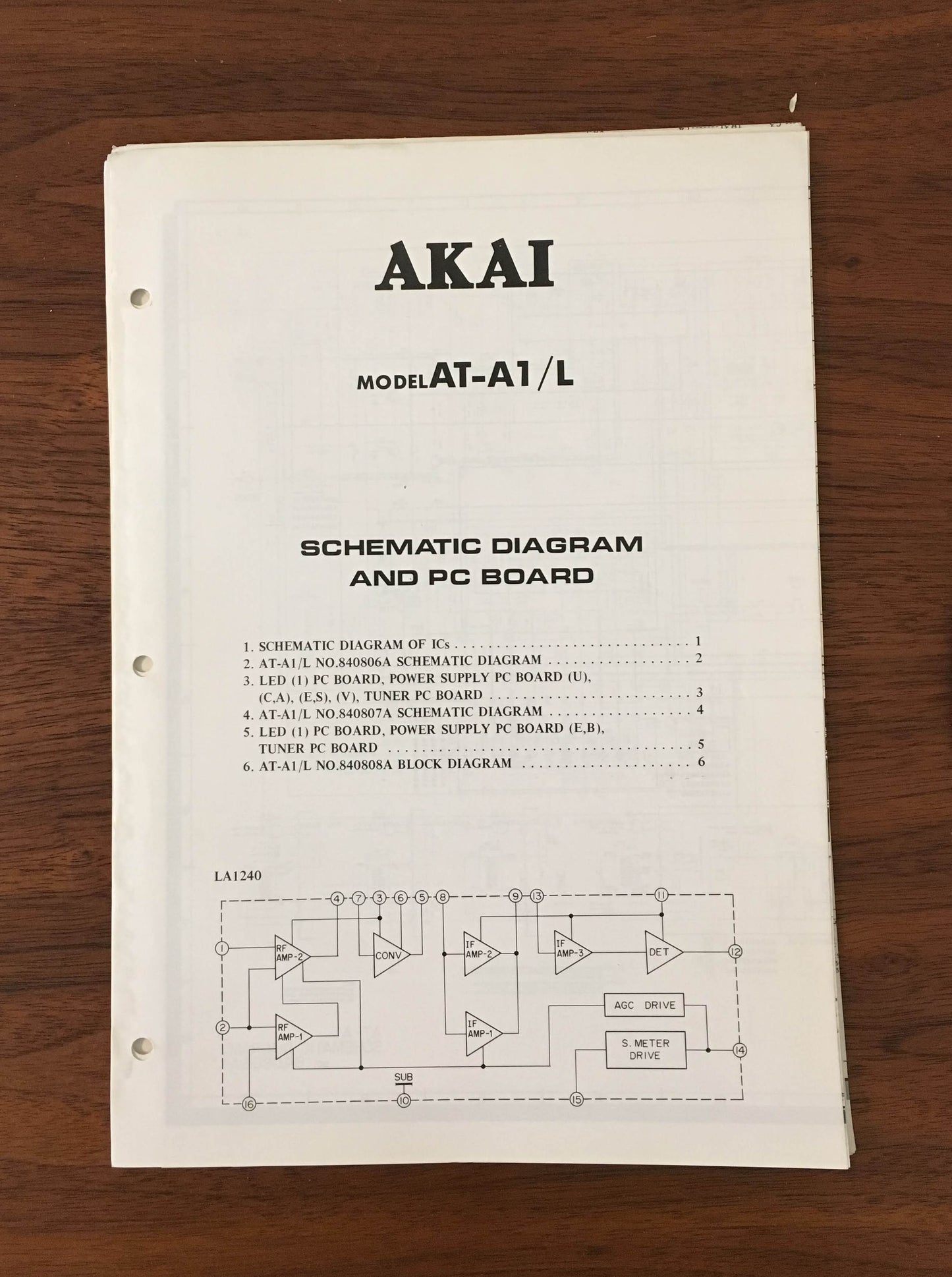 Akai AT-A1 AT-A1L TUNER Service Manual *Original*