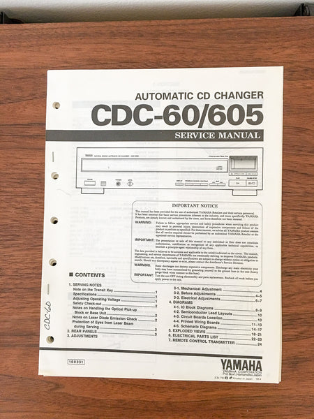 Yamaha CDC-60 CDC-605 CD Player Service Manual *Original*