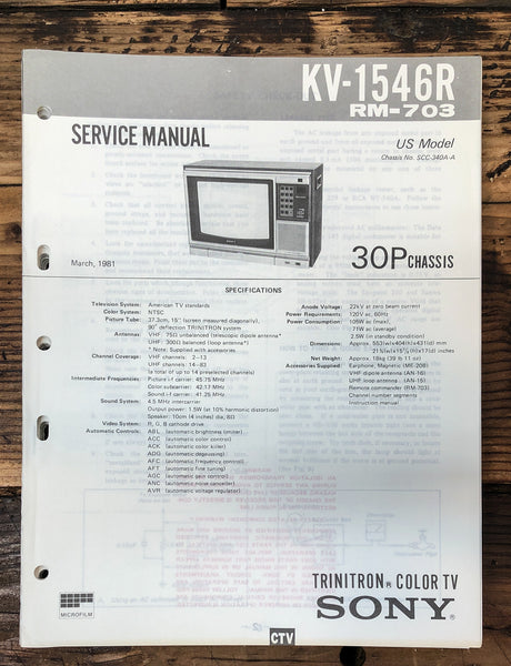 Sony KV-1546R TV  Service Manual *Original*