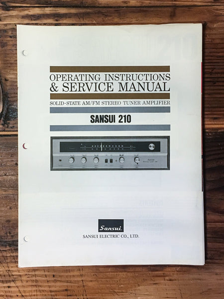 Sansui  Model 210 Receiver Technical Manual *Original*