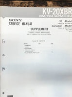 Sony KV-20XBR TV Supp. Service Manual *Original* #1