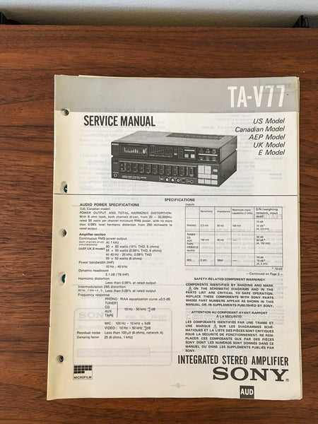 Sony TA-V77 Amplifier Service Manual *Original*