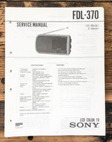 Sony FDL-370 TV Tuner  Service Manual *Original*