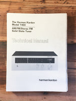 Harman Kardon HK T403 T-403 Tuner Service Manual *Original*