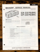 Sharp GX-CD75 CP-CD75 Boombox / Radio Service Manual *Original*