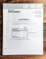 Sony CDP-190 CDP-390 CD Player  Service Manual Supplement *Original*