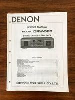 Denon DRW-580 Cassette Tape Service Manual *Original*