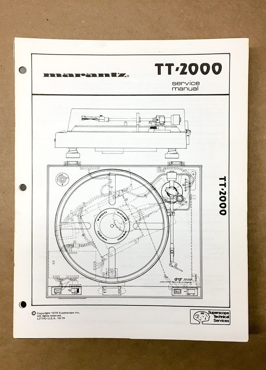 Marantz TT2000 TT-2000 Turntable Service Manual *Original* #2