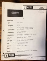 Altec Model 1569A Amplifier Owner / Operating Manual *Original*