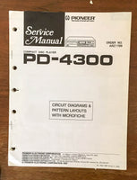 Pioneer PD-4300 CD Player Service Manual Notice *Original*