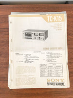 Sony TC-K15 Cassette Service Manual *Original*