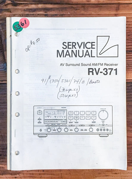 Luxman RV-371 Receiver  Service Manual *Original*