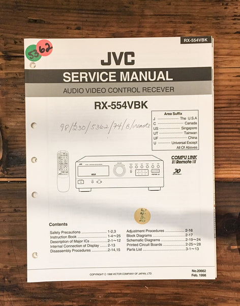 JVC RX-554VBK RX-554 VBK Receiver Service Manual *Original*