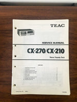 TEAC CX-270 CX-210 Cassette Service Manual *Original*