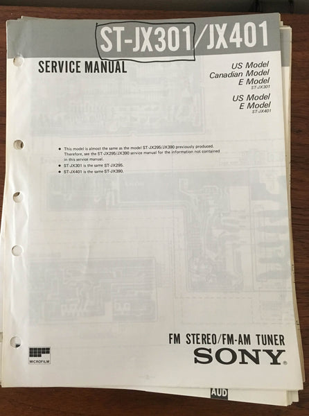 Sony ST-JX301 ST-JX401 Tuner Service Manual *Original*