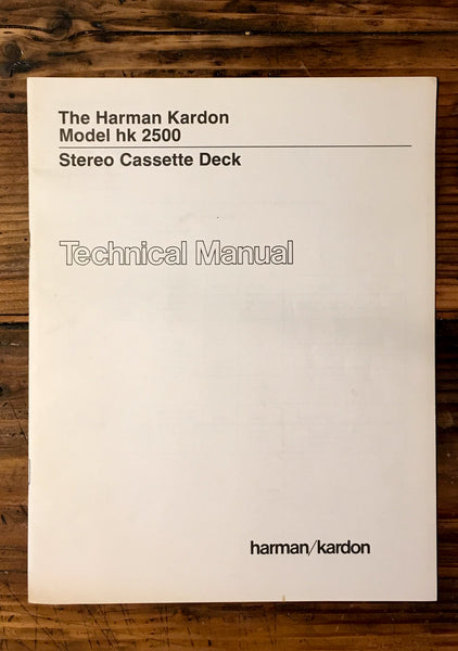 Harman Kardon HK 2500 Cassette Service Manual *Original*