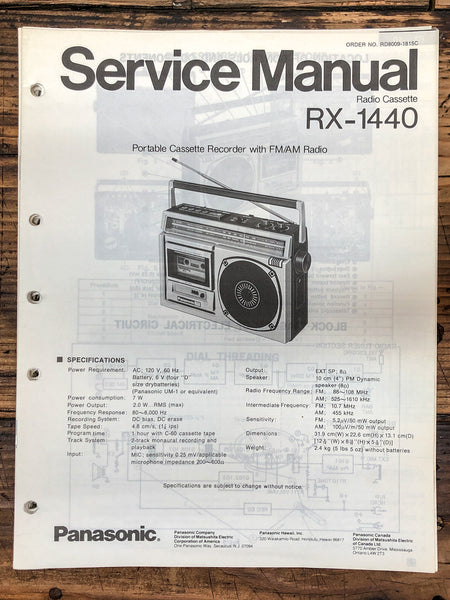 Panasonic RX-1440 Radio / Boombox  Service Manual *Original*