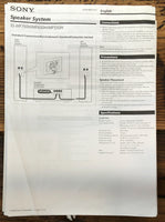 Sony SS-MF750H -MF650H -MF550H Speaker  Owner / User Manual *Original*