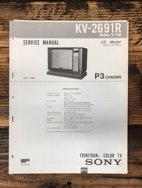 Sony KV-2691R TV  Service Manual *Original*