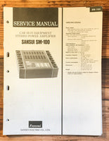 Sansui SM-100 Car Amplifier Service Manual *Original*