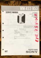 Sony WM-A53 WM-B53 Radio Cassette  Service Manual *Original*