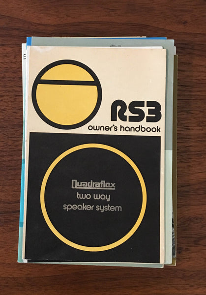 Quadraflex RS3 Speaker Owners Manual *Original*